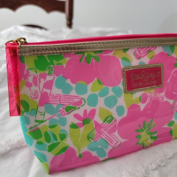 LILY PULITZER ESTE LAUDER MAKEUP BAG PINK FLORAL - Picture 3 of 5